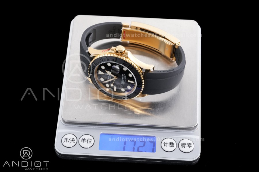 Yacht-Master 42mm 226658 YG QF 1:1 Best Edition 3D Black Ceramic Bezel on Oysterflex Strap SH3235 (Weighted)