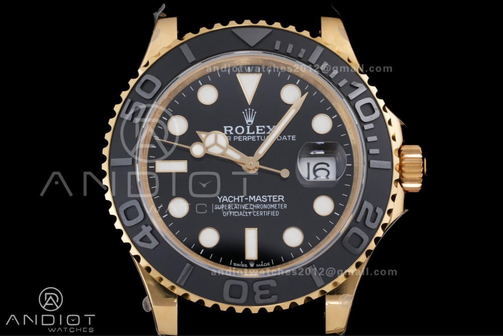 Yacht-Master 42mm 226658 YG QF 1:1 Best Edition 3D Black Ceramic Bezel on Oysterflex Strap SH3235 (Weighted)