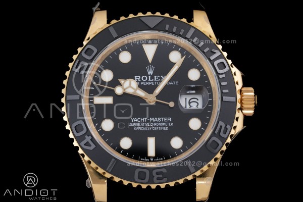 Yacht-Master 42mm 226658 YG QF 1:1 Best Edition 3D Black Ceramic Bezel on Oysterflex Strap SH3235 (Weighted)