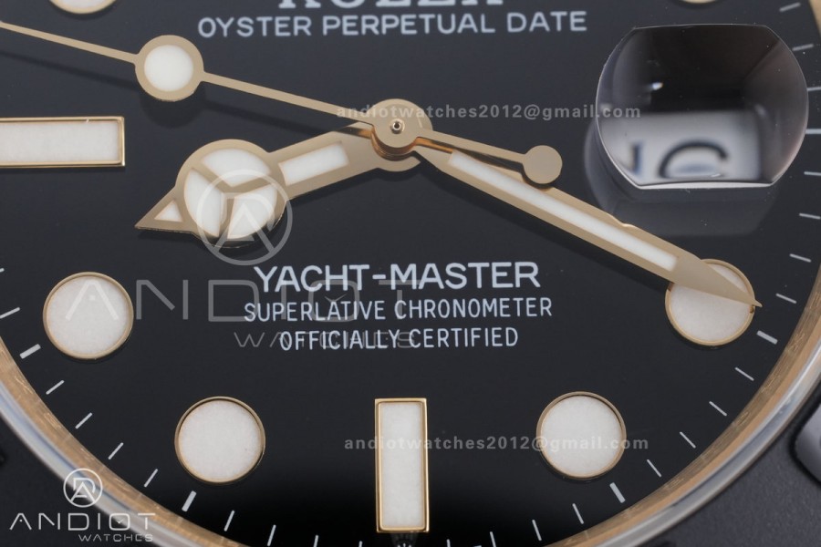 Yacht-Master 42mm 226658 YG QF 1:1 Best Edition 3D Black Ceramic Bezel on Oysterflex Strap SH3235 (Weighted)