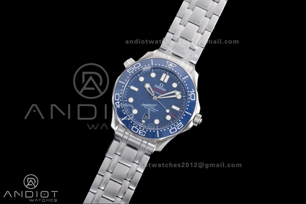 Seamaster Diver 300M Blue Ceramic Bezel V4 VSF 1:1 Best Edition Blue Dial On SS Bracelet Super Clone Asian 8800
