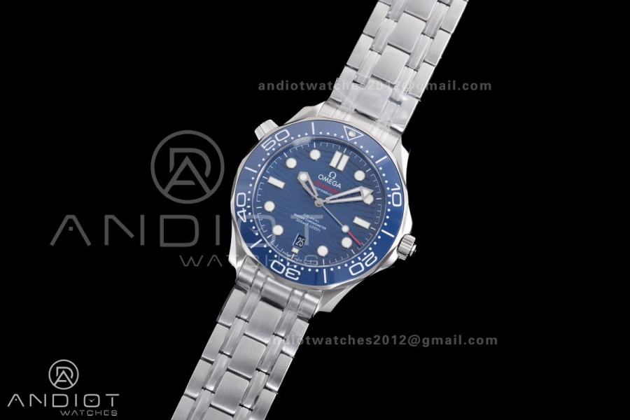 Seamaster Diver 300M Blue Ceramic Bezel V4 VSF 1:1 Best Edition Blue Dial On SS Bracelet Super Clone Asian 8800