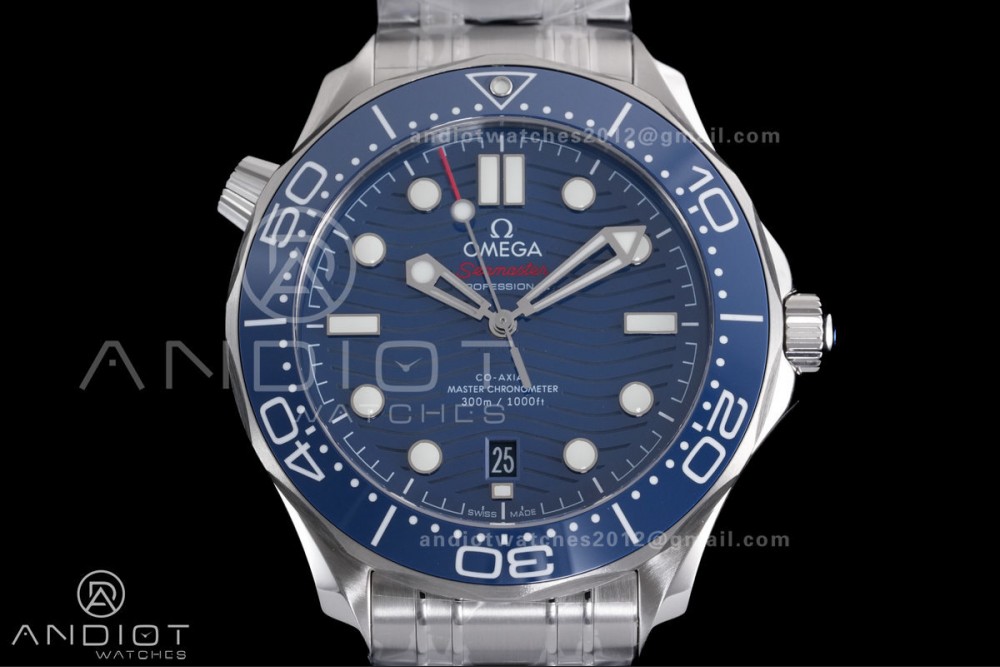Seamaster Diver 300M Blue Ceramic Bezel V4 VSF 1:1 Best Edition Blue Dial On SS Bracelet Super Clone Asian 8800