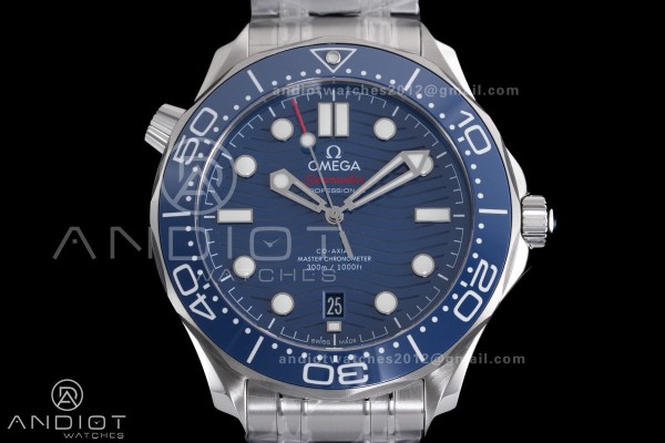 Seamaster Diver 300M Blue Ceramic Bezel V4 VSF 1:1 Best Edition Blue Dial On SS Bracelet Super Clone Asian 8800