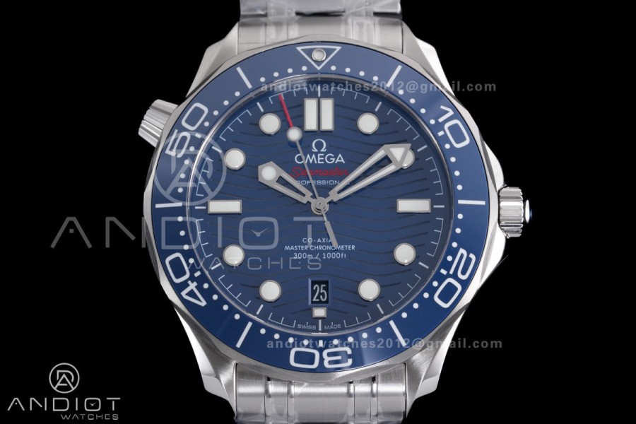 Seamaster Diver 300M Blue Ceramic Bezel V4 VSF 1:1 Best Edition Blue Dial On SS Bracelet Super Clone Asian 8800