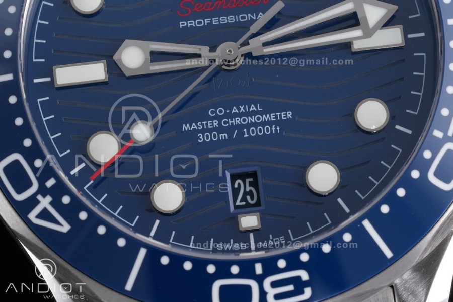 Seamaster Diver 300M Blue Ceramic Bezel V4 VSF 1:1 Best Edition Blue Dial On SS Bracelet Super Clone Asian 8800