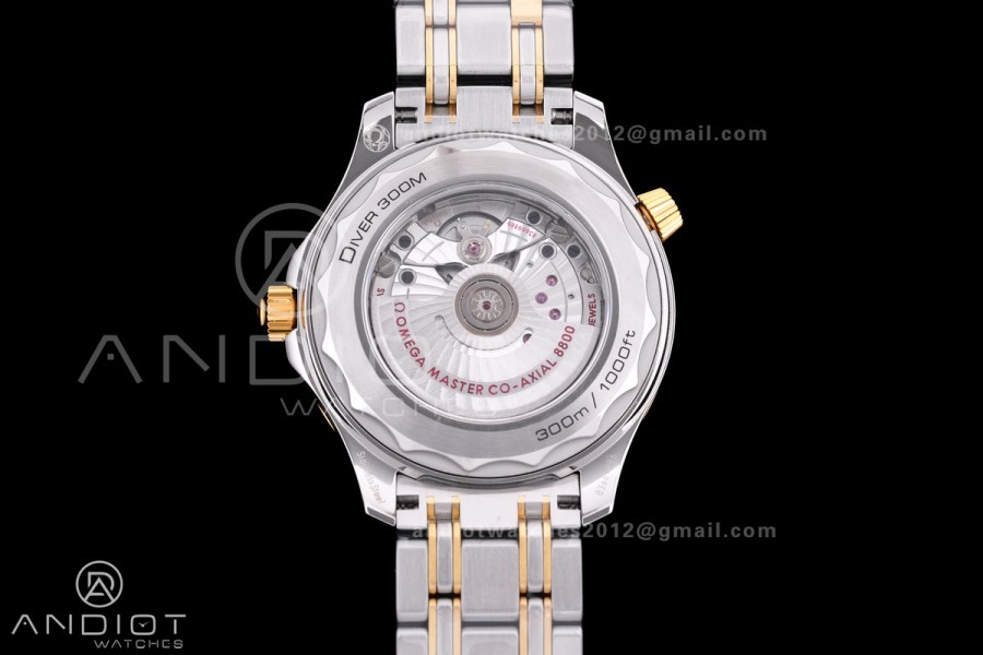 Seamaster Diver 300M SS/YG V4 VSF 1:1 Best Edition YG Bezel Black Dial on SS/YG Super Clone Asian 8800