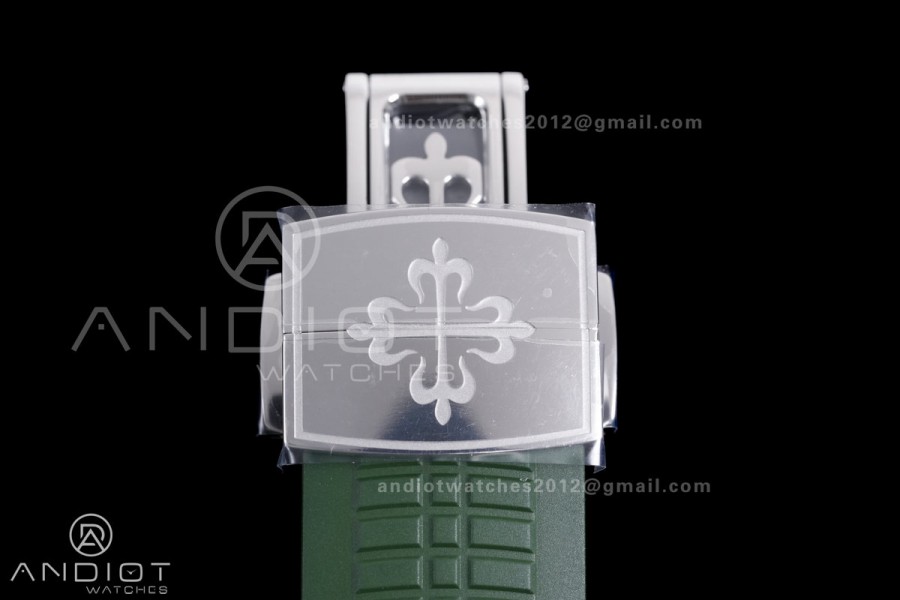 Aquanaut 5168G 42mm SS 3KF 1:1 Best Edition Green Dial on Green Rubber Strap A330 Super Clone V3