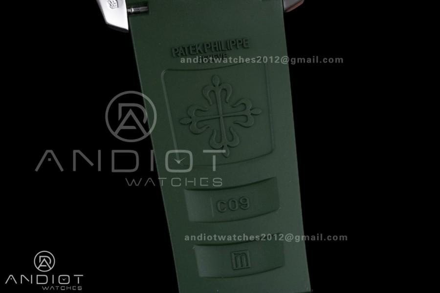 Aquanaut 5168G 42mm SS 3KF 1:1 Best Edition Green Dial on Green Rubber Strap A330 Super Clone V3
