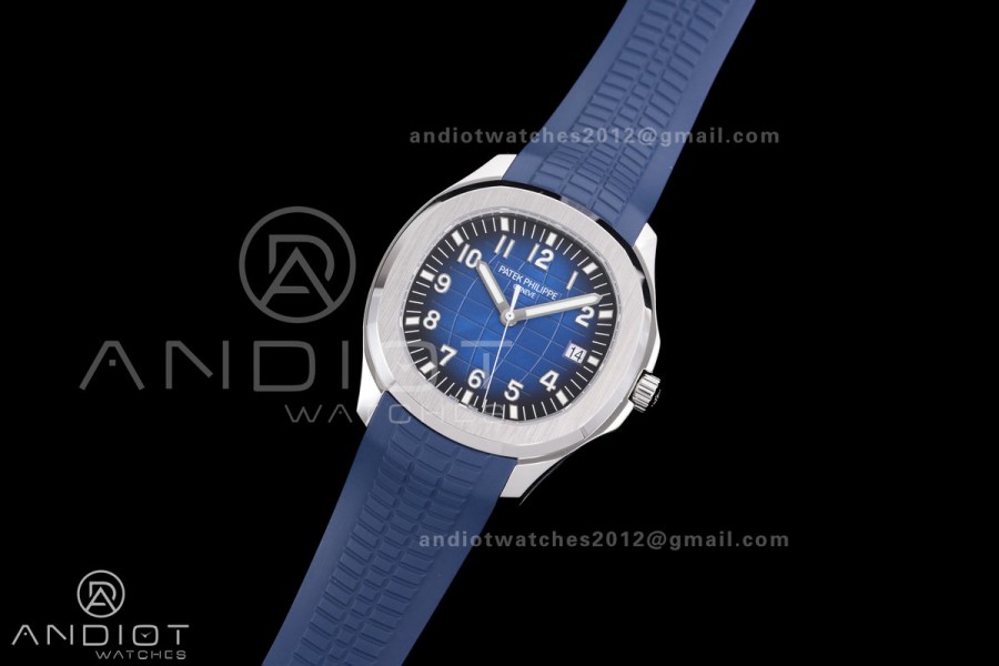 Aquanaut 5168G 42mm SS 3KF 1:1 Best Edition Blue Dial on Blue Rubber Strap A330 Super Clone V3