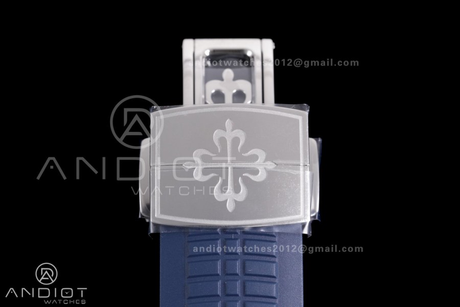 Aquanaut 5168G 42mm SS 3KF 1:1 Best Edition Blue Dial on Blue Rubber Strap A330 Super Clone V3