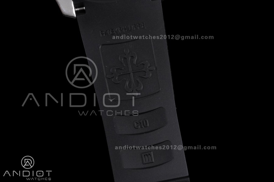 Aquanaut 5167A SS 3KF Best Edition Black Dial on Black Rubber Strap A330 Super Clone V3