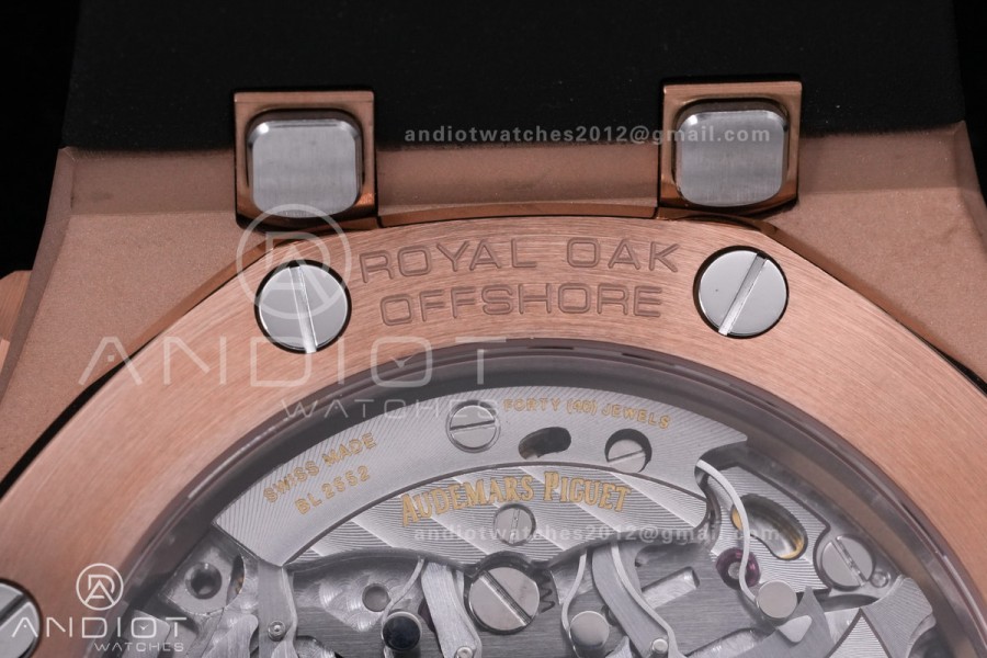 Royal Oak Offshore 43mm 26420RO RG APSF 1:1 Best Edition Black Dial On Black Rubber Strap SA4401 Super Clone