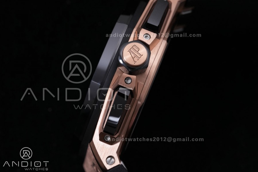 Royal Oak Offshore 43mm 26420RO RG APSF 1:1 Best Edition Black Dial On Black Rubber Strap SA4401 Super Clone