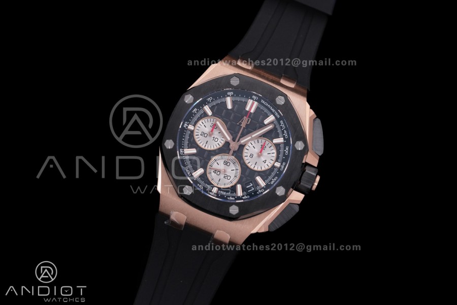 Royal Oak Offshore 43mm 26420RO RG APSF 1:1 Best Edition Black Dial On Black Rubber Strap SA4401 Super Clone