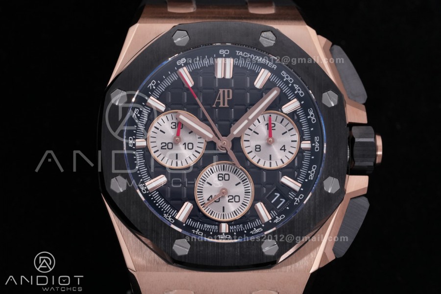 Royal Oak Offshore 43mm 26420RO RG APSF 1:1 Best Edition Black Dial On Black Rubber Strap SA4401 Super Clone