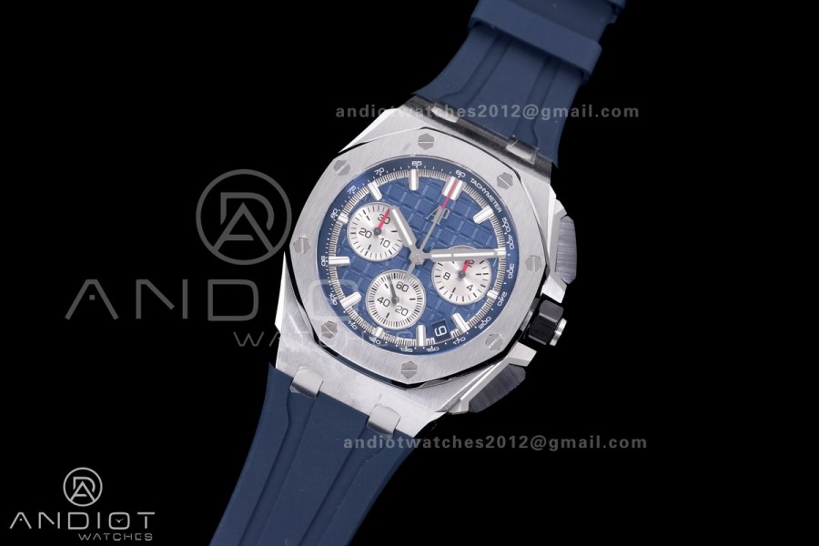 Royal Oak Offshore 43mm 26420TI SS APSF 1:1 Best Edition Blue Dial On Blue Rubber Strap SA4401