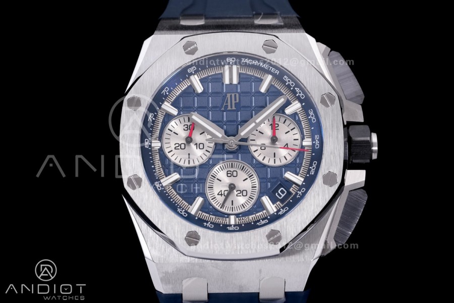 Royal Oak Offshore 43mm 26420TI SS APSF 1:1 Best Edition Blue Dial On Blue Rubber Strap SA4401
