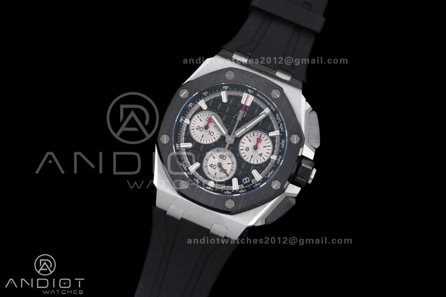 Royal Oak Offshore 43mm 26420SO SS APSF 1:1 Best Edition Black Dial On Black Rubber Strap SA4401 Super Clone