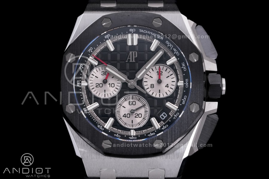 Royal Oak Offshore 43mm 26420SO SS APSF 1:1 Best Edition Black Dial On Black Rubber Strap SA4401 Super Clone