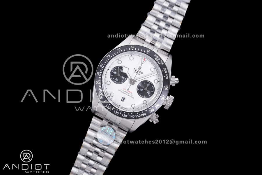Black Bay Chrono SS BLSF 1:1 Best Edition White/Black Dial on Jubilee Strap A7750