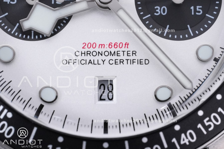 Black Bay Chrono SS BLSF 1:1 Best Edition White/Black Dial on Jubilee Strap A7750