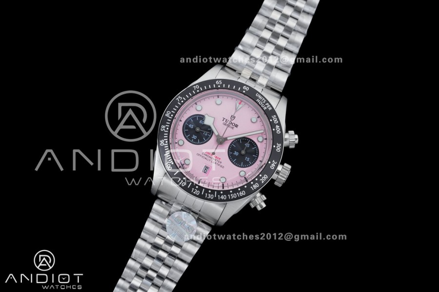 Black Bay Chrono SS BLSF 1:1 Best Edition Messi Pink Dial on Jubilee Strap A7750