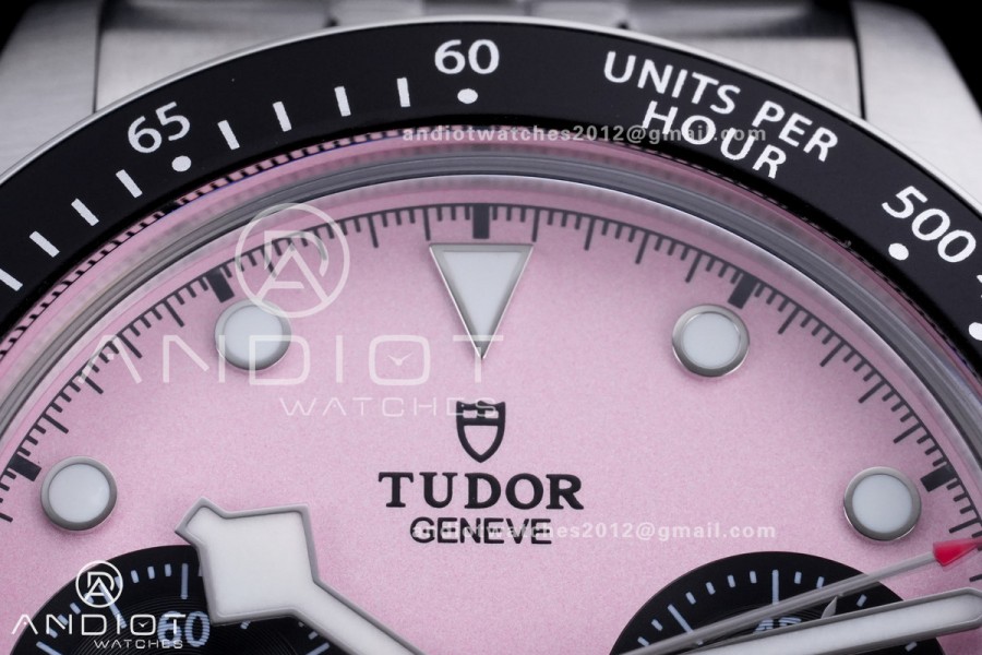 Black Bay Chrono SS BLSF 1:1 Best Edition Messi Pink Dial on Jubilee Strap A7750