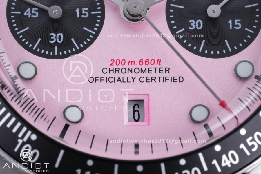 Black Bay Chrono SS BLSF 1:1 Best Edition Messi Pink Dial on Jubilee Strap A7750