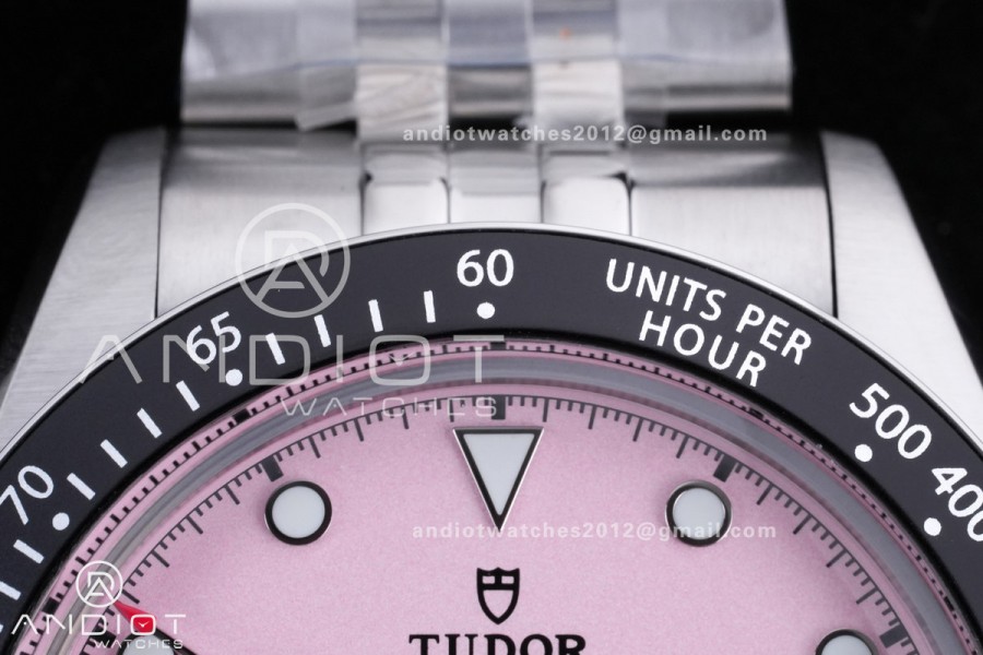 Black Bay Chrono SS BLSF 1:1 Best Edition Messi Pink Dial on Jubilee Strap A7750