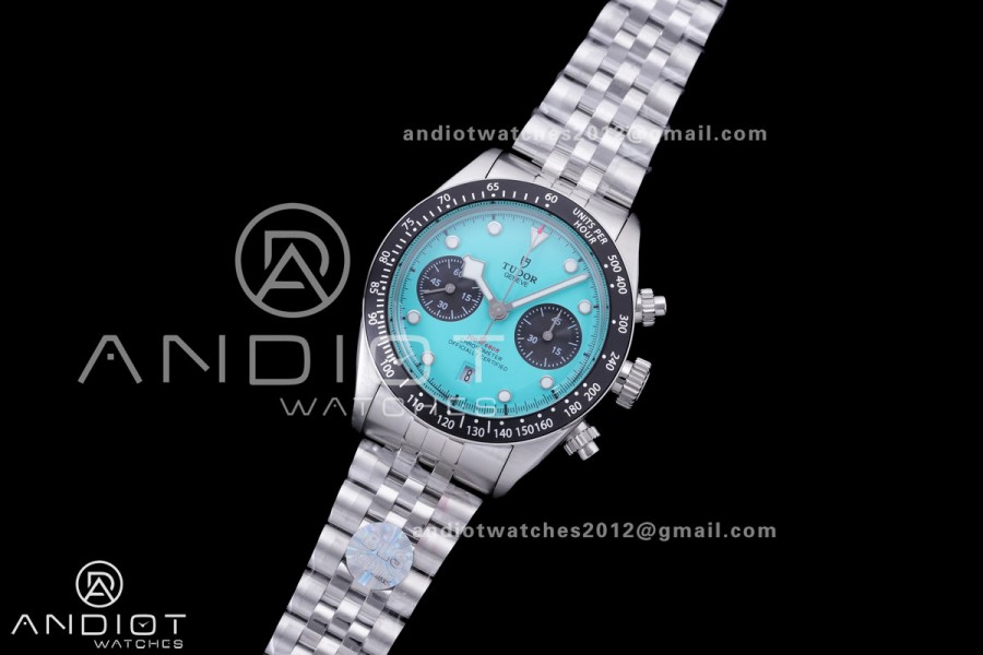 Black Bay Chrono SS BLSF 1:1 Best Edition Flamingo Blue Dial on Jubilee Strap A7750