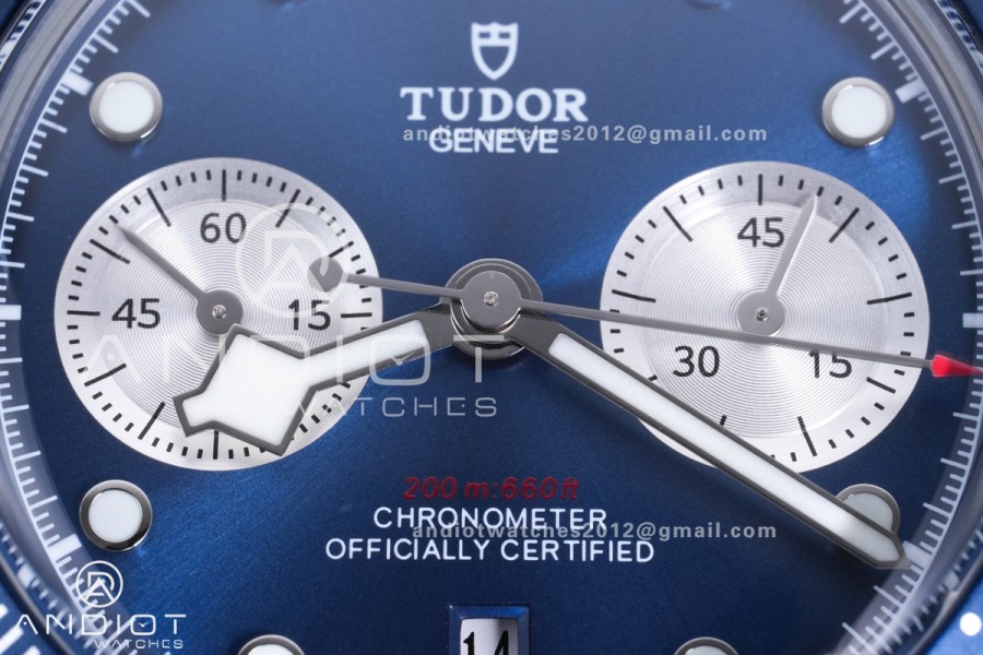 Black Bay Chrono SS BLSF 1:1 Best Edition Blue/White Dial on Jubilee Strap A7750