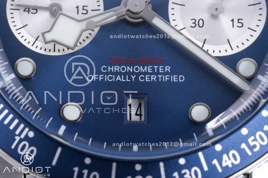 Black Bay Chrono SS BLSF 1:1 Best Edition Blue/White Dial on Jubilee Strap A7750