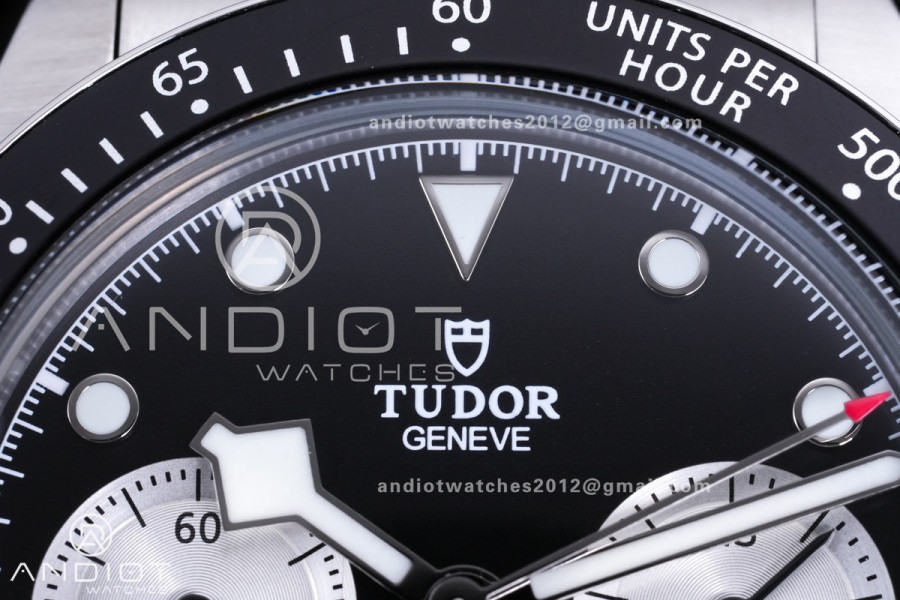 Black Bay Chrono SS BLSF 1:1 Best Edition Black/White Dial on Jubilee Strap A7750