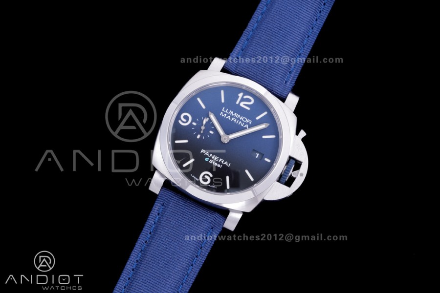 PAM1157 Luminor Marina eSteel VSF 1:1 Best Edition on Blue Nylon Strap P.9010