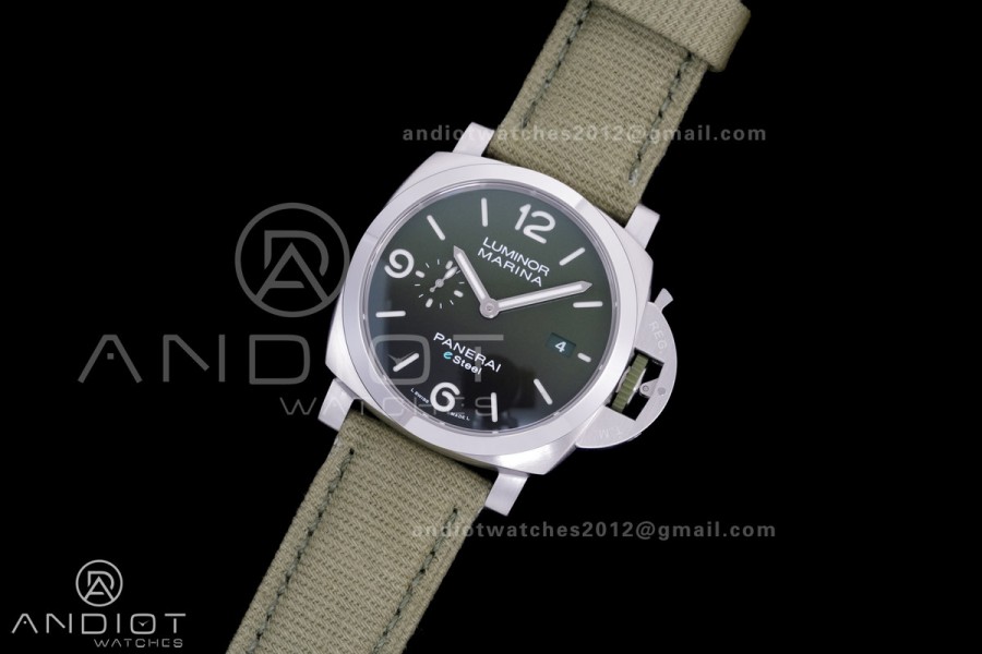PAM1356 Luminor Marina eSteel VSF 1:1 Best Edition on Green Nylon Strap P.9010