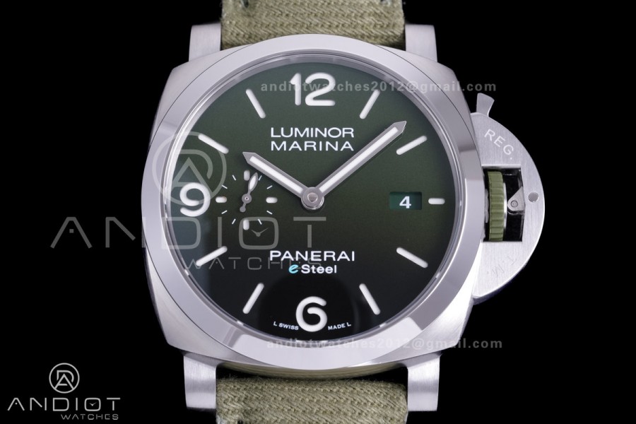 PAM1356 Luminor Marina eSteel VSF 1:1 Best Edition on Green Nylon Strap P.9010
