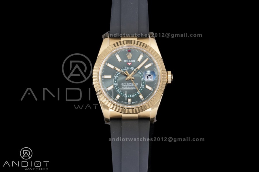 Sky-Dweller 336238 YG ZF 1:1 Best Edition Green Dial on Oysterflex Strap A23J (Gain Weight)