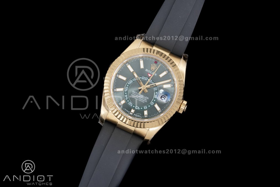 Sky-Dweller 336238 YG ZF 1:1 Best Edition Green Dial on Oysterflex Strap A23J (Gain Weight)