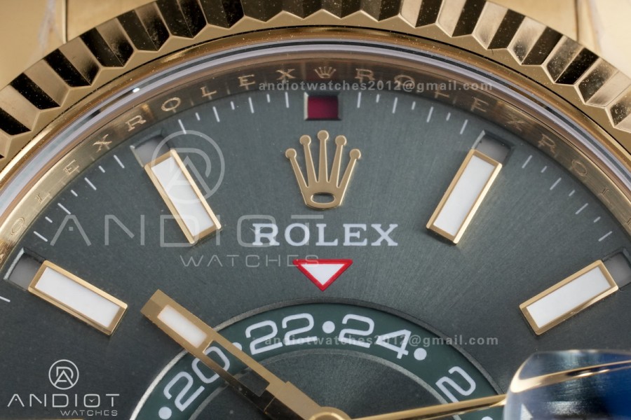 Sky-Dweller 336238 YG ZF 1:1 Best Edition Green Dial on Oysterflex Strap A23J (Gain Weight)