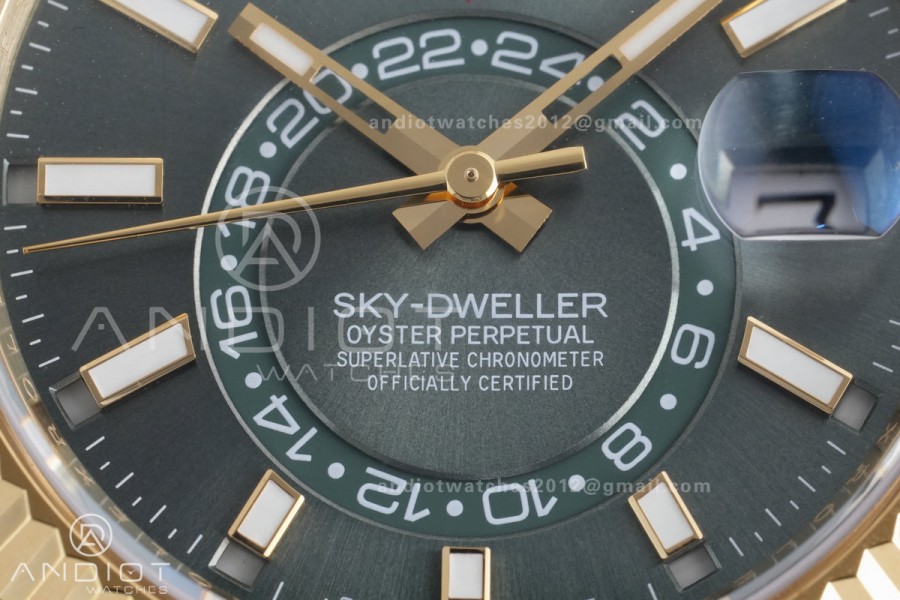 Sky-Dweller 336238 YG ZF 1:1 Best Edition Green Dial on Oysterflex Strap A23J (Gain Weight)