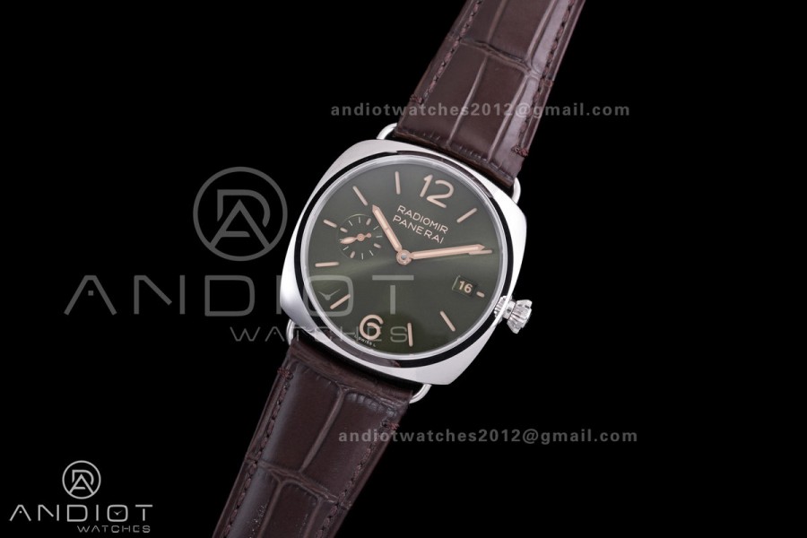 PAM1386 Radiomir 40mm VSF 1:1 Best Edition Green Dial on Brown Leather Strap P900