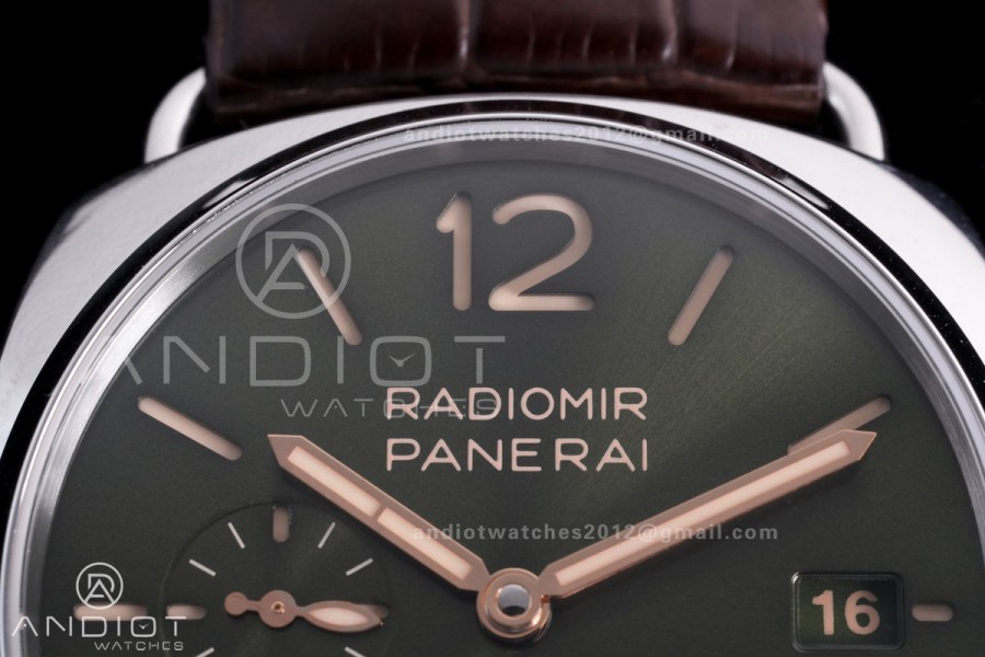 PAM1386 Radiomir 40mm VSF 1:1 Best Edition Green Dial on Brown Leather Strap P900