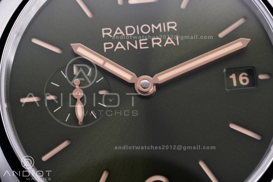 PAM1386 Radiomir 40mm VSF 1:1 Best Edition Green Dial on Brown Leather Strap P900