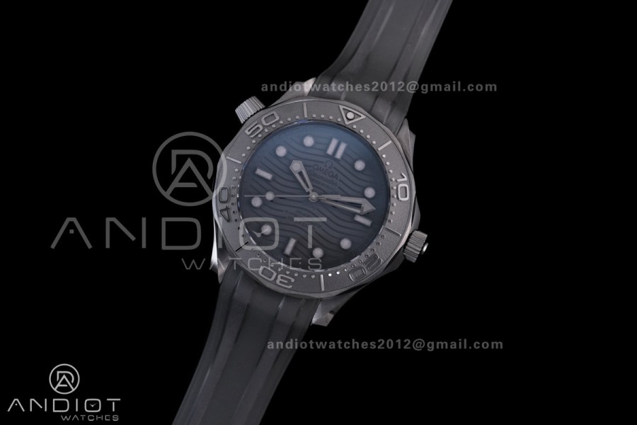 Seamaster Diver 300M Black Ceramic V4 VSF 1:1 Best Edition Black Dial On Black Rubber Strap Super Clone Asian 8806