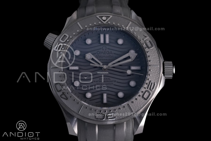 Seamaster Diver 300M Black Ceramic V4 VSF 1:1 Best Edition Black Dial On Black Rubber Strap Super Clone Asian 8806