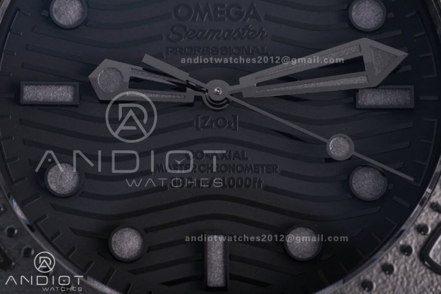 Seamaster Diver 300M Black Ceramic V4 VSF 1:1 Best Edition Black Dial On Black Rubber Strap Super Clone Asian 8806