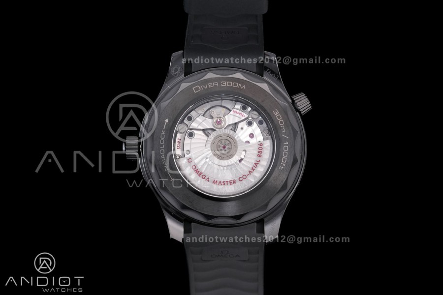 Seamaster Diver 300M Black Ceramic V4 VSF 1:1 Best Edition Black Dial On Black Rubber Strap Super Clone Asian 8806