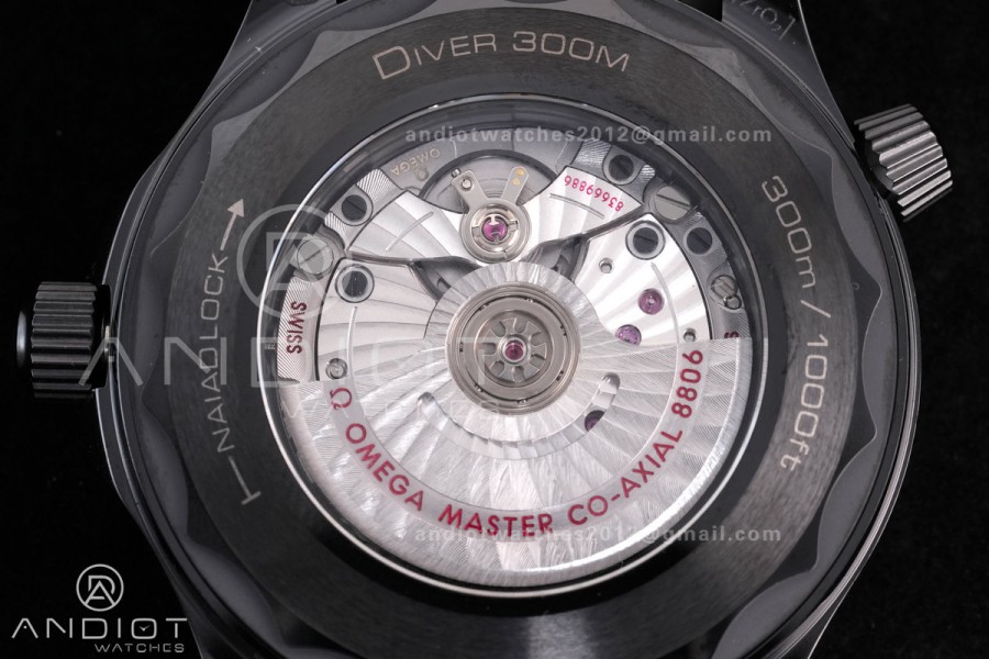 Seamaster Diver 300M Black Ceramic V4 VSF 1:1 Best Edition Black Dial On Black Rubber Strap Super Clone Asian 8806