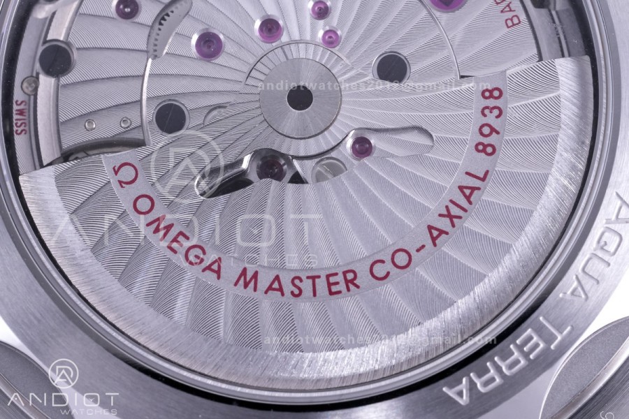 Aqua Terra GMT World timer 43mm VSF 1:1 Best Edition Deep Blue Dial on Blue Rubber Strap A8938 Super Clone